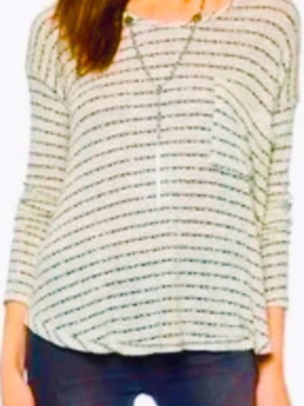 Free People Ivory and Black Striped Open-Back Sweater